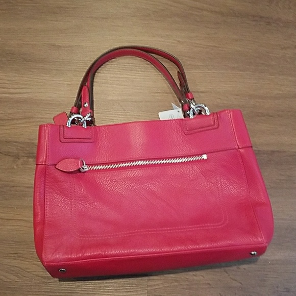 NEW Coach penelope red leather carryall purse - Picture 3 of 7